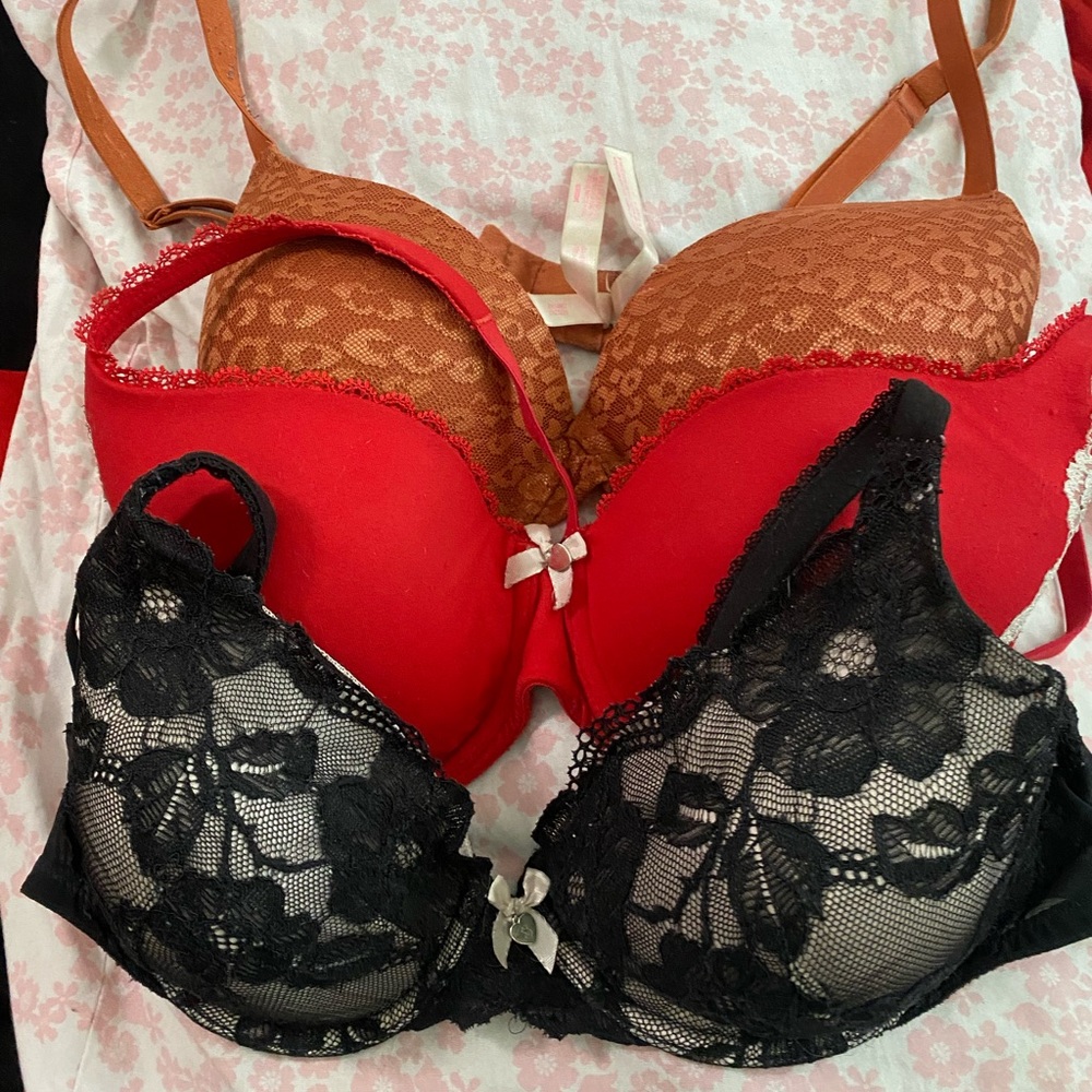 Three pack bras from PINK/Victoria’s Secret/size 34 DD